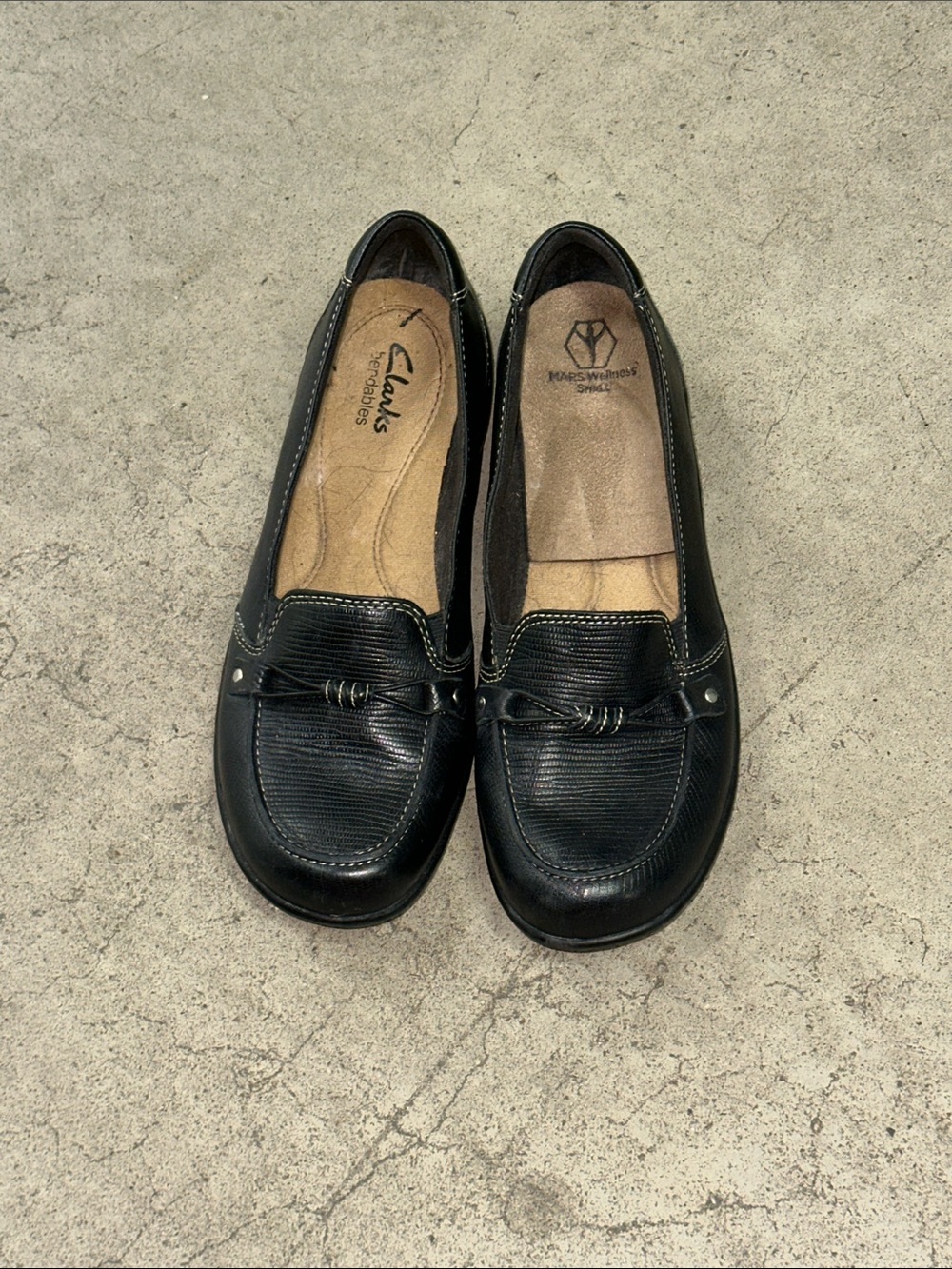 Clarks Black Leather Penny Loafers for Women